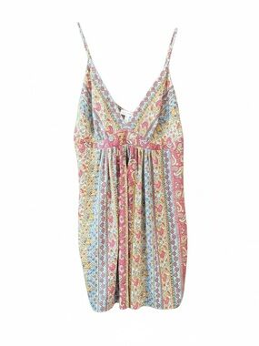 Oscar de la Renta Pink Multi Printed Boho Hippie Festival Chemise/Top Size  XL